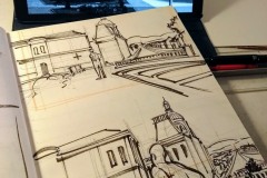 Estudos da Praça Argentina no sketchbook