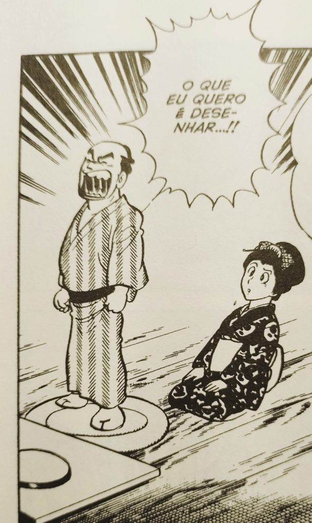 Detalhe do mangá "Hokusai", por Shotaro IshinoMori. Ed. Pipoca e Nanquim.